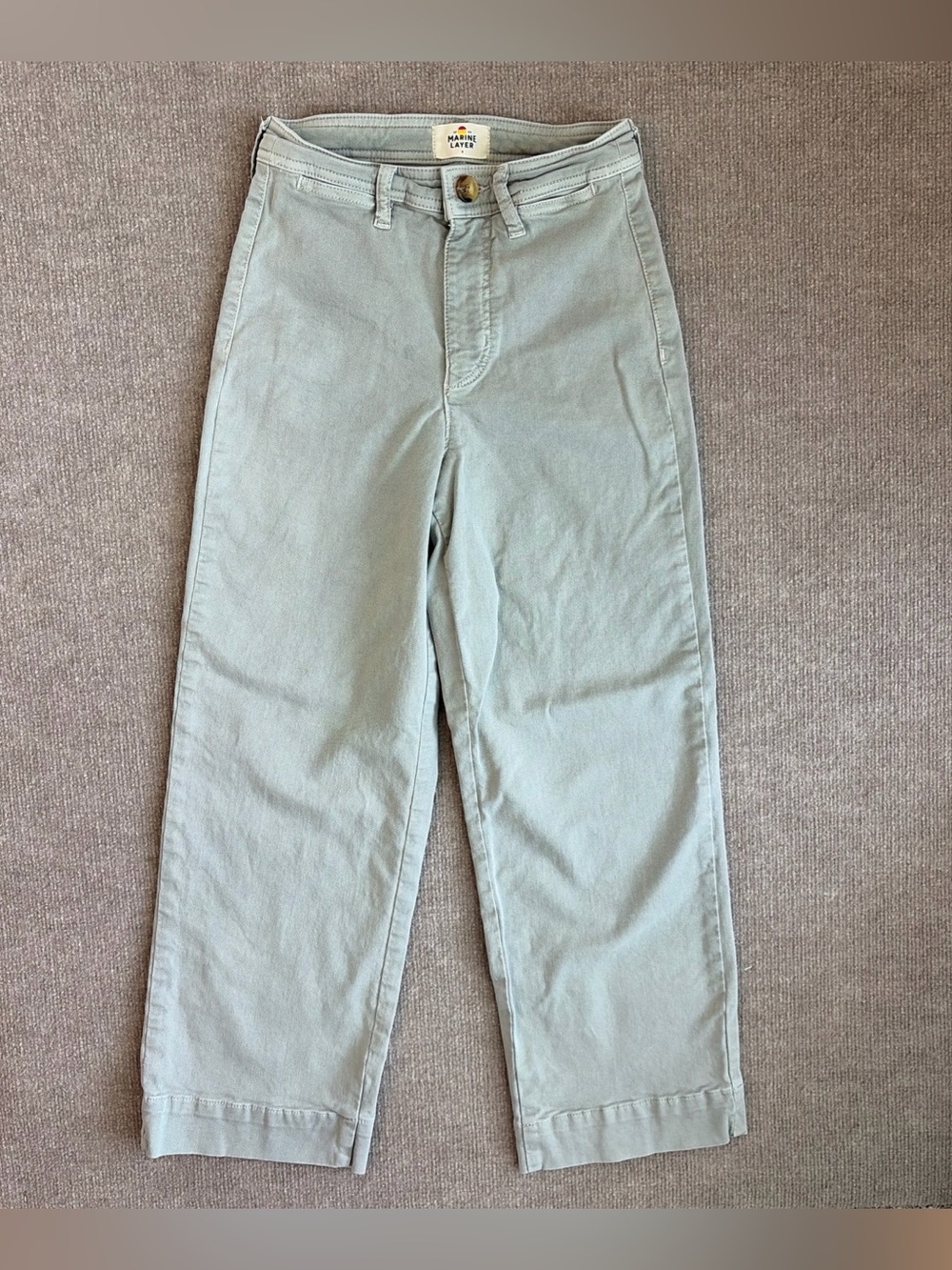 Marine Layer Bridget Wide-Leg Crop Pants Women’s Size 0 Light Green Cotton